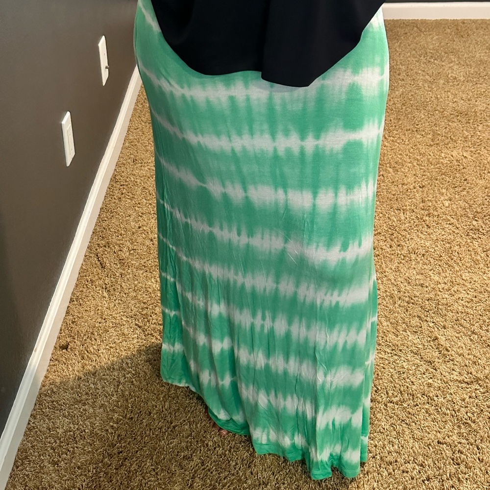 Green Tie Dye Maxi Skirt